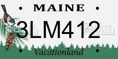 3LM412 Maine License Plate
