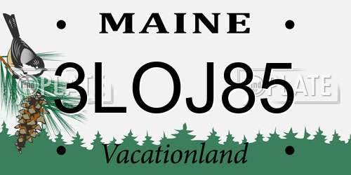 3LOJ85 Maine License Plate