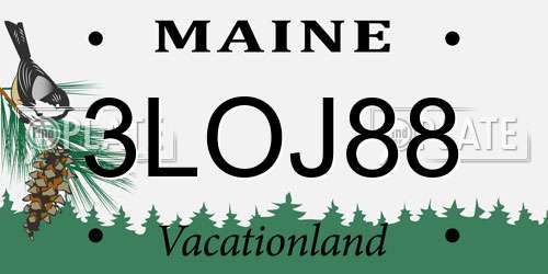 3LOJ88 Maine License Plate