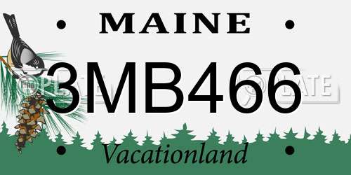 3MB466 Maine License Plate