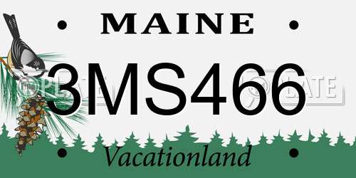 3MS466 Maine License Plate