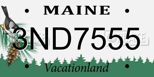 3ND7555 Maine License Plate