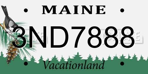 3ND7888 Maine License Plate