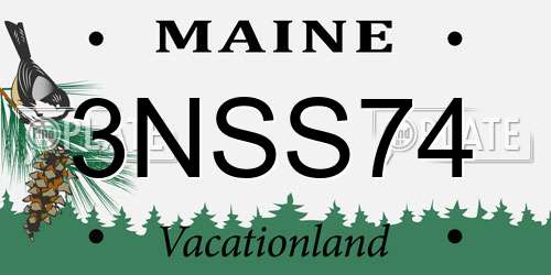 3NSS74 Maine License Plate