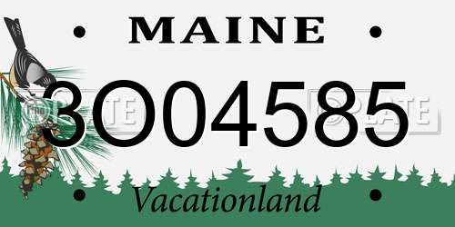 3O04585 Maine License Plate