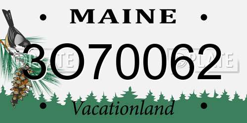 3O70062 Maine License Plate