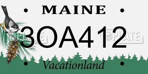 3OA412 Maine License Plate