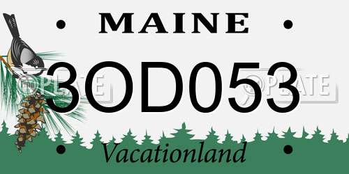 3OD053 Maine License Plate