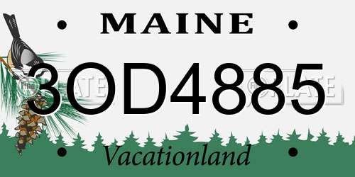 3OD4885 Maine License Plate
