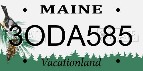 3ODA585 Maine License Plate