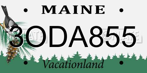 3ODA855 Maine License Plate