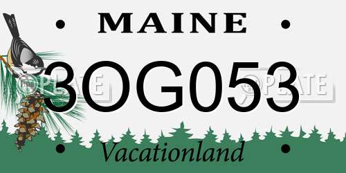 3OG053 Maine License Plate