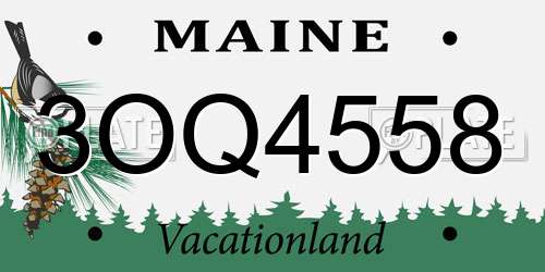 3OQ4558 Maine License Plate