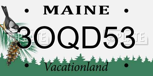 3OQD53 Maine License Plate
