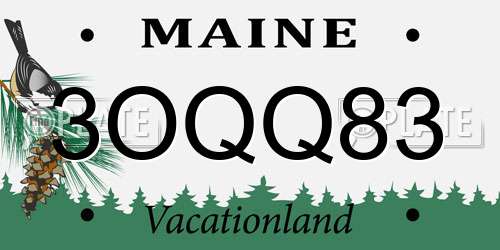 3OQQ83 Maine License Plate