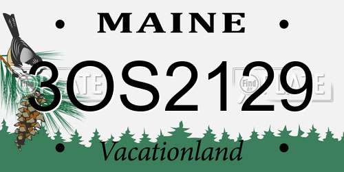 3OS2129 Maine License Plate