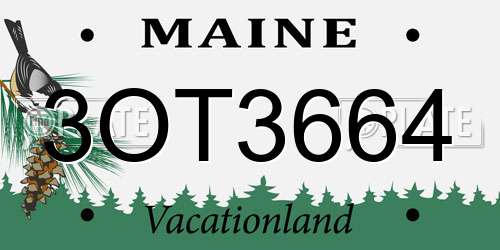 3OT3664 Maine License Plate