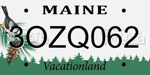 3OZQ062 Maine License Plate