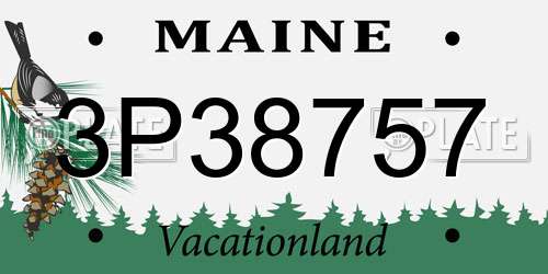 3P38757 Maine License Plate