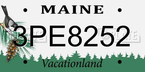 3PE8252 Maine License Plate