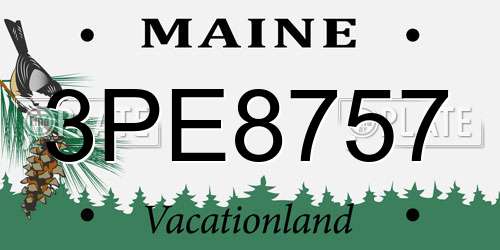3PE8757 Maine License Plate
