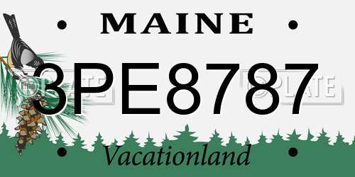 3PE8787 Maine License Plate