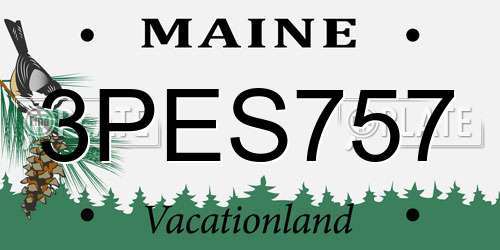 3PES757 Maine License Plate