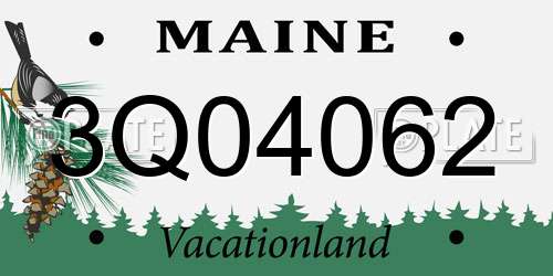 3Q04062 Maine License Plate