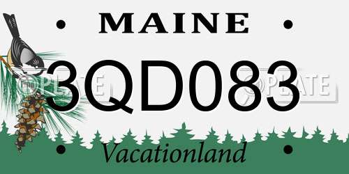 3QD083 Maine License Plate