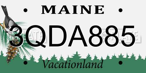 3QDA885 Maine License Plate