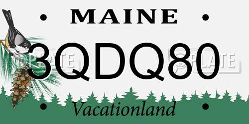 3QDQ80 Maine License Plate