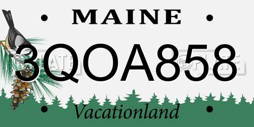 3QOA858 Maine License Plate