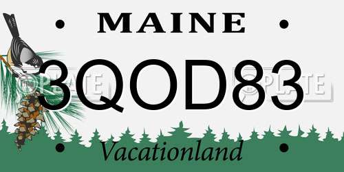 3QOD83 Maine License Plate
