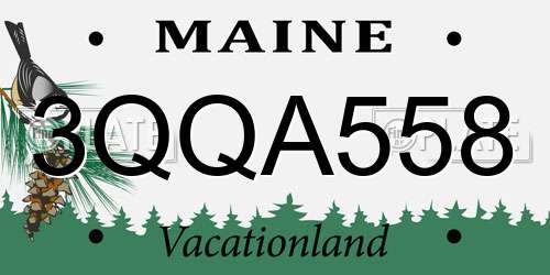 3QQA558 Maine License Plate