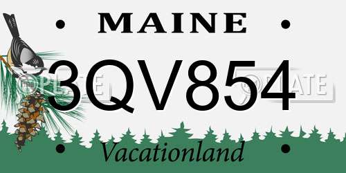 3QV854 Maine License Plate