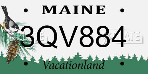 3QV884 Maine License Plate