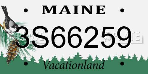 3S66259 Maine License Plate
