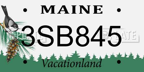 3SB845 Maine License Plate