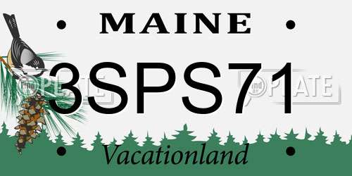3SPS71 Maine License Plate