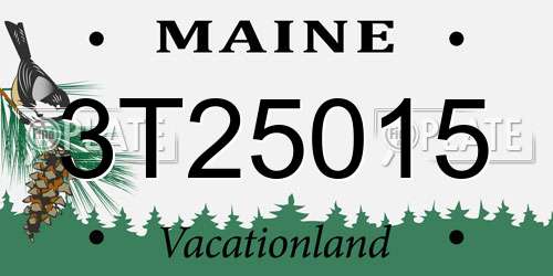 3T25015 Maine License Plate