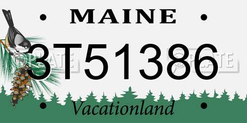 3T51386 Maine License Plate