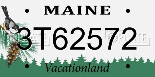 3T62572 Maine License Plate