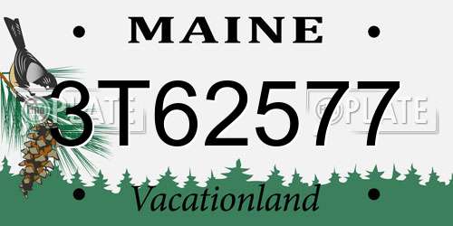 3T62577 Maine License Plate