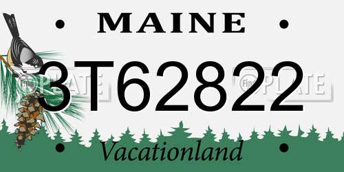 3T62822 Maine License Plate