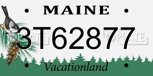 3T62877 Maine License Plate