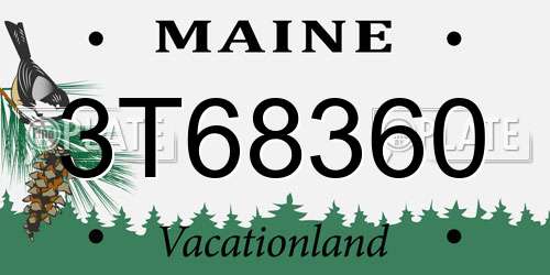 3T68360 Maine License Plate