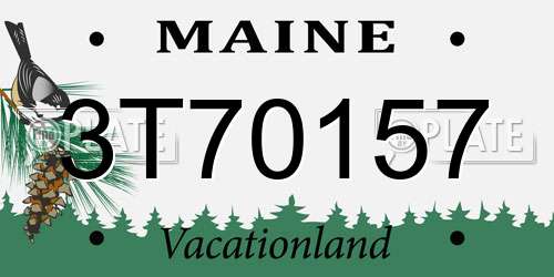 3T70157 Maine License Plate