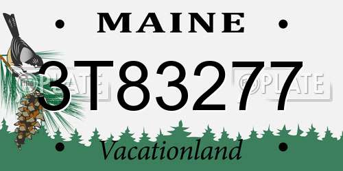 3T83277 Maine License Plate