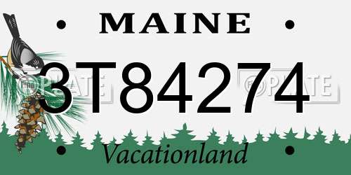 3T84274 Maine License Plate