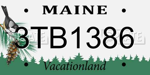 3TB1386 Maine License Plate
